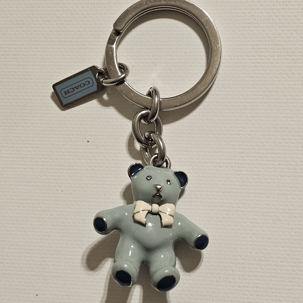 Coach Blue Teddy Bear Keychain